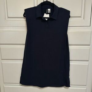 H&M navy shoulder pad collar dress. NWT. Never worn. Size small.